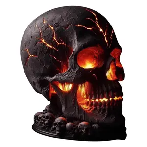 Skull Flame Table Lamp, Molten Rock Skull Light, Haunting LED Desk Lamp, Halloween Gothic Decor, Unique Room Accent, Mystical Atmosphere, Luminous Flame Effect, Led Decoration Lamp
