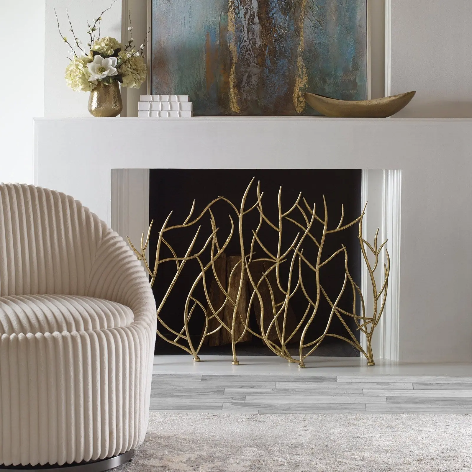Uttermost Gold Branches Decorative Fireplace Screen 18796