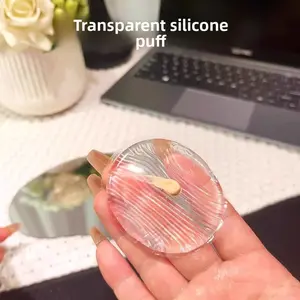 Clear Silicone Gel Powder Puff Jelly Cushion for BB Cream Body Lotion Wet Dry Dual Use Skin-Friendly Non-Absorbing Foundation Makeup Tool