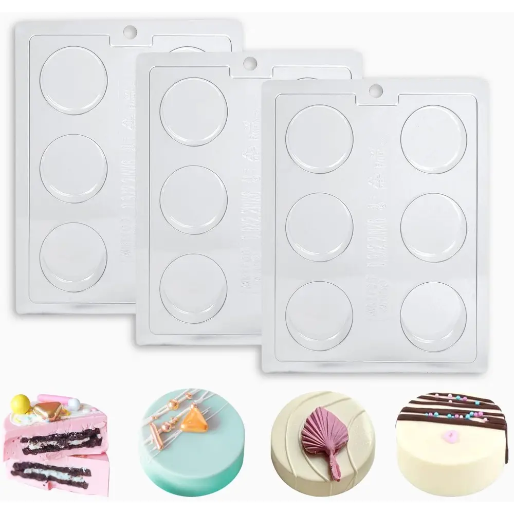 Chocolate Covered Biscuit Chocolate Mold, PET Plastic Mold For Biscuit, Cylindrical Cylinder Candy Pudding Jelly Mold. (Pack Of 3)