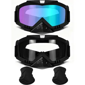 Dirt  Goggles 2 Pack  Goggles ATV Riding Ski Glasses With 2 Pack  Breathable Bandana Mask