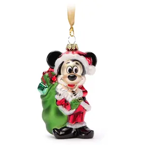 Disney Store Santa Mickey Mouse Glass Ornament