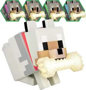 3D Printing Pixel Wolf LED Night Light with Glowing Bone RGB Collar Customizable Lighting Bedroom Decor Gift for Boyfriend summerwins primitive halloween decor Decorative Multifunction