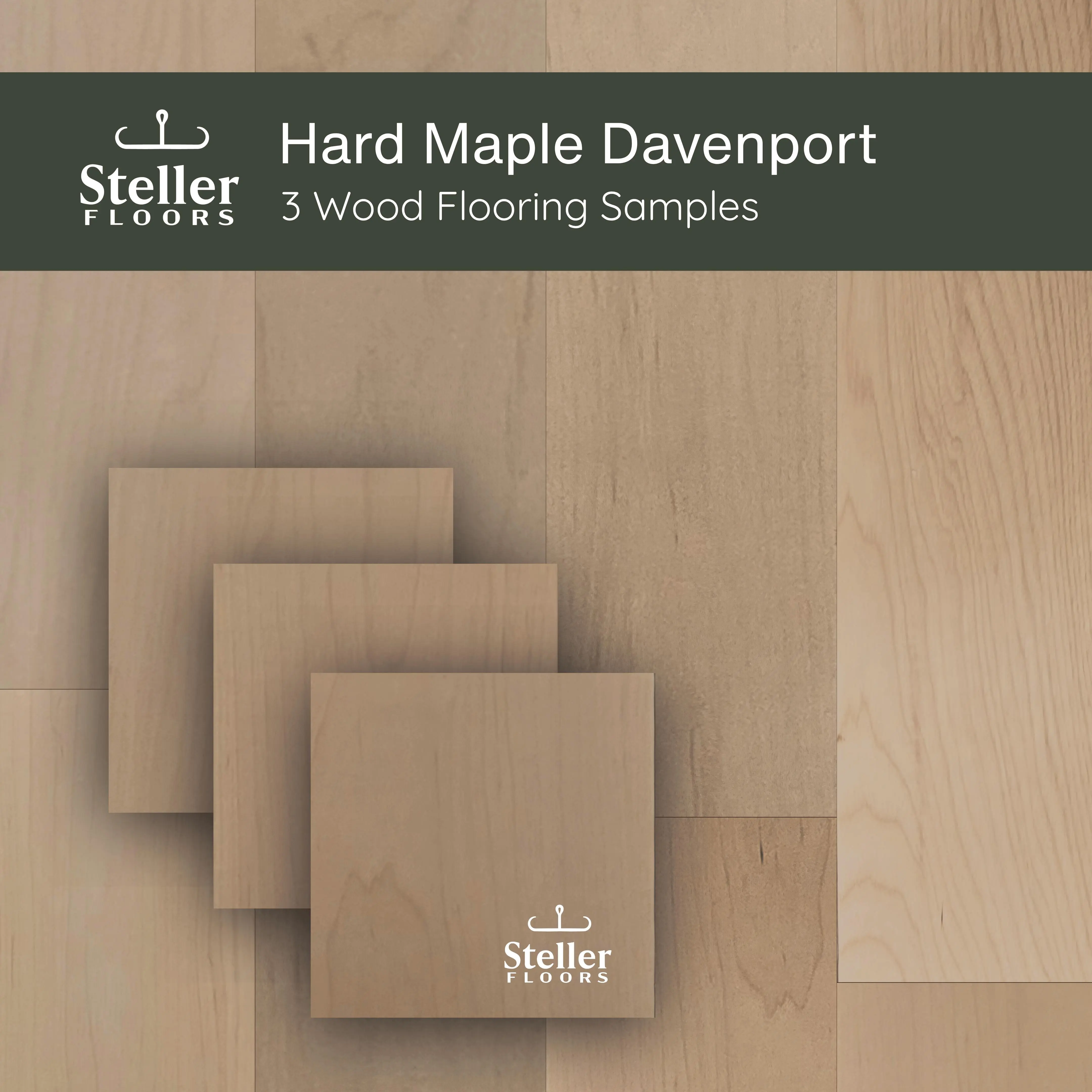 Hard Maple Davenport by Steller Floors - Sample 3-Pack - Includes Clip System