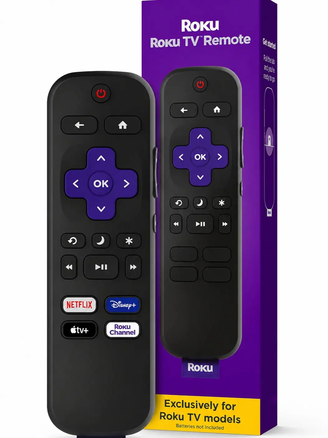 Replacement Remote for Roku TV, Compatible with TCL, Hisense, Onn, Philips, Sharp & RCA Roku Smart TVs, No Pairing Required, Power & Volume Control