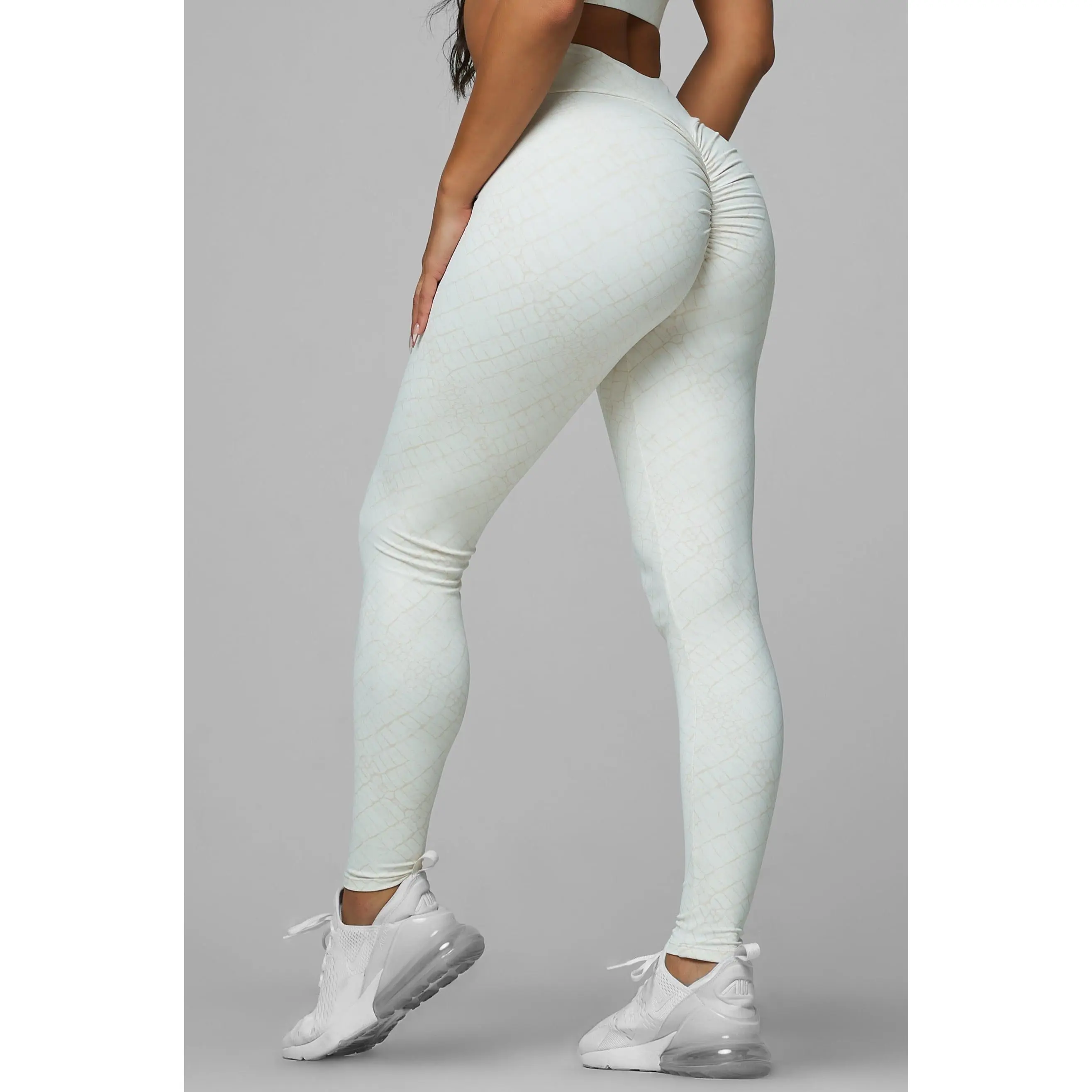 Cream Croc High Waist Scrunch Legging
