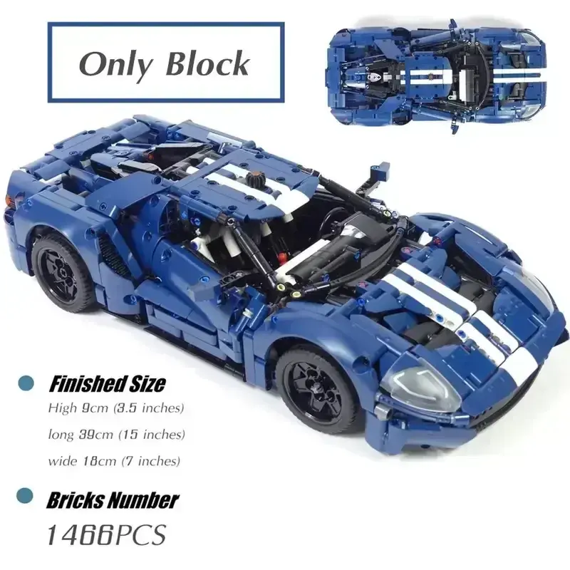 1466Pcs Technical 42154 Building Blocks Bricks Blue GT Race Car Assembly MOC Model Set Vehicle DIY Assembly Toyt Birthday Gift