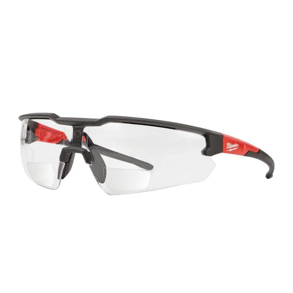 Clear +1.00 Bifocal Safety Glasses Magnified Anti-Scratch Lenses