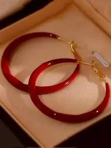 Women's Elegant Red Hoop Earrings, High Quality Earrings, Fashionable Jewelry for Women for Party, Daily Clothing Decor, Trendy All-match & Exquisite Jewelry for Birthday Gift