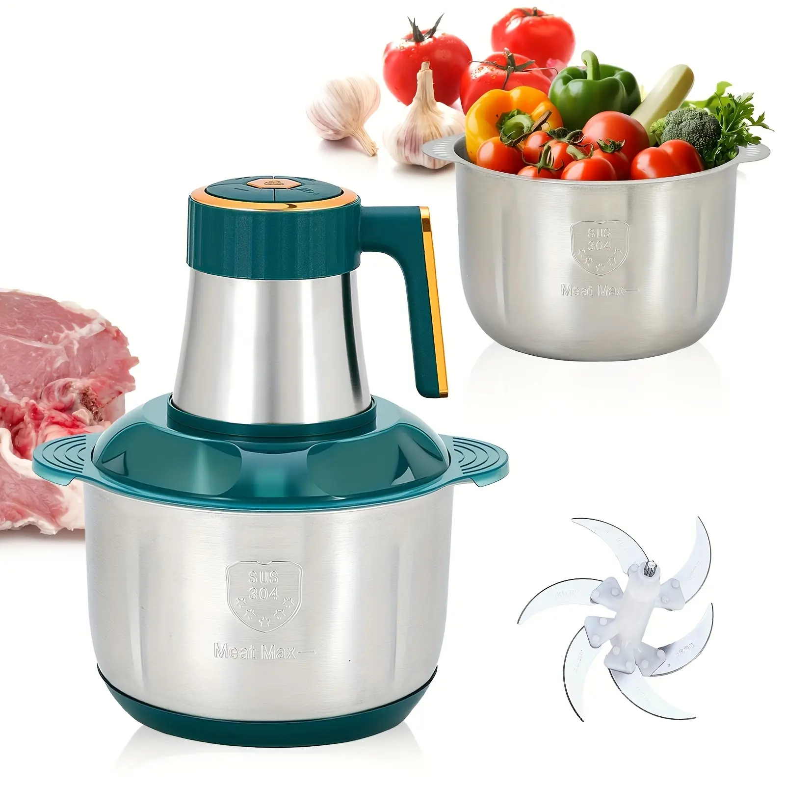 5L Electric Meat Grinder & Multi-Use Food Processor, Household Kitchen Appliance with 5-Speed Gear, 5L SS304 Bowl, 1-Click Start, US Plug for Mincing Meat, Chopping Veggies