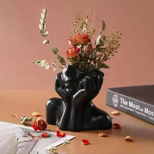 1 Piece Resin Head-shaped Succulent Flower Pot, Abstract Half Face Design Flower Pot Vase, Vase Planter Ornament, Suitable for Bedroom Wedding Farmhouse Decor, Home Decor Accessory, Collectible Room Decor