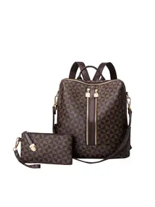 Women's Fashion Plaid Zipper Backpack, Large Capacity Korean Style Spring New, Casual Travel Bag, Durable Shoulder Crossbody Bag with Handbag, Casual Daypack