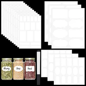 273 Pcs Labels for Jars, Waterproof Reusable Chalkboard Labels for Food Containers, Bottles, Blackboard Stickers with 1 Erasable Chalk Marker (White)