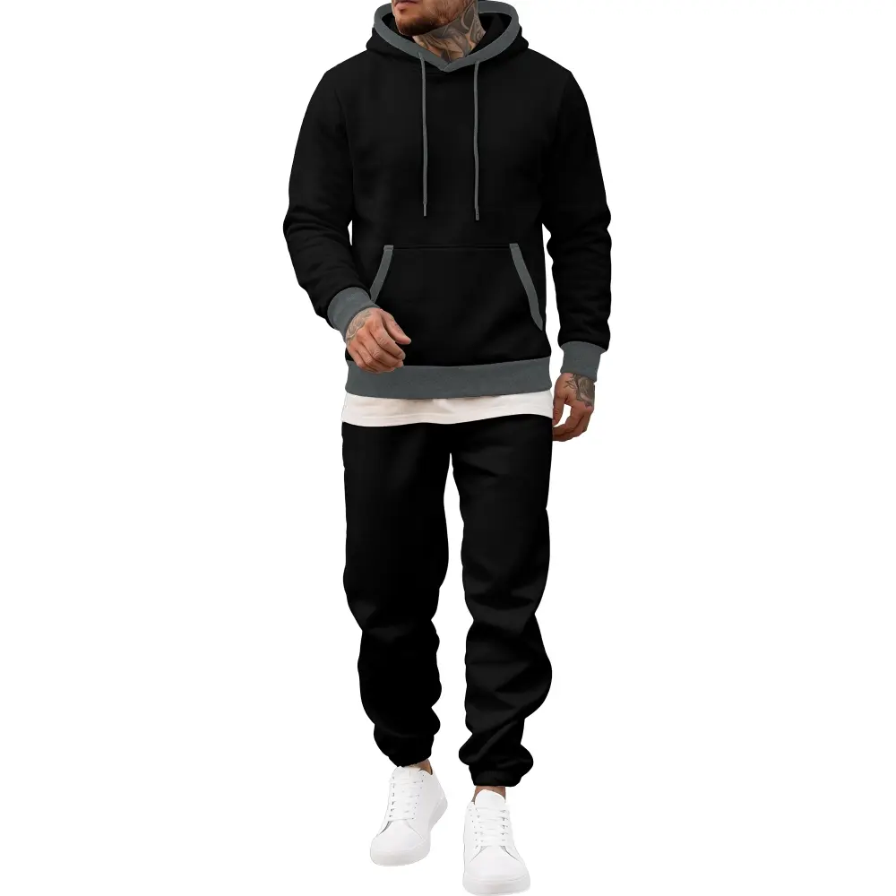 JMIERR Mens Color Block Hoodie Tracksuit 2 Piece Casual Sweatsuit