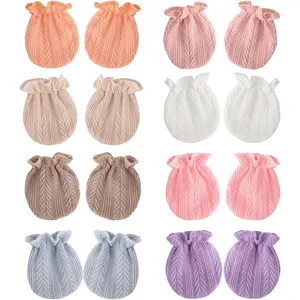 Newborn Infant Toddler Mittens No Scratch Cotton Elastic Wrist Gloves Hypoallergenic for 0-6 Months Baby Boys Girls