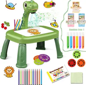 DIY Kids Educational Drawing Projector Table, Magnetic Art Kit with Music, Pencils, Stickers for Ages 3-8, Fun