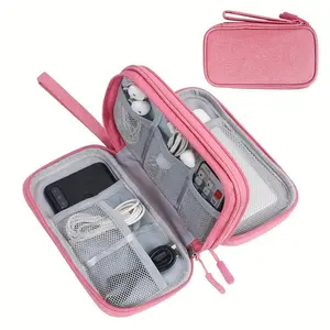 Portable Data Cable Travel Storage Bag, 1 Count Compact Waterproof Electronic Accessories Storage Bag, Travel Essentials Carryall, Travel Organization Pouch, Digital Mobile Power Usb Charger Organizer Pouch, Compact Travel Essentials, Durable Pouch