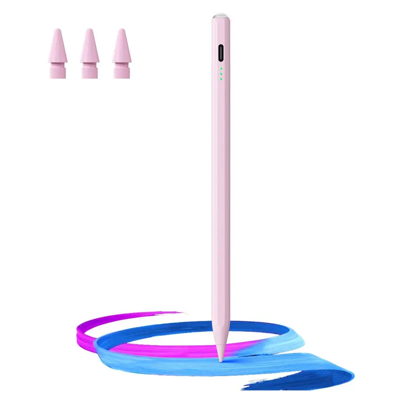 ZtotopCases Wireless Charging Stylus Pen With Four Pen Tips for iPad, Smart iPad Pencil 2nd Generation with Palm Rejection Tilt Function, Pink