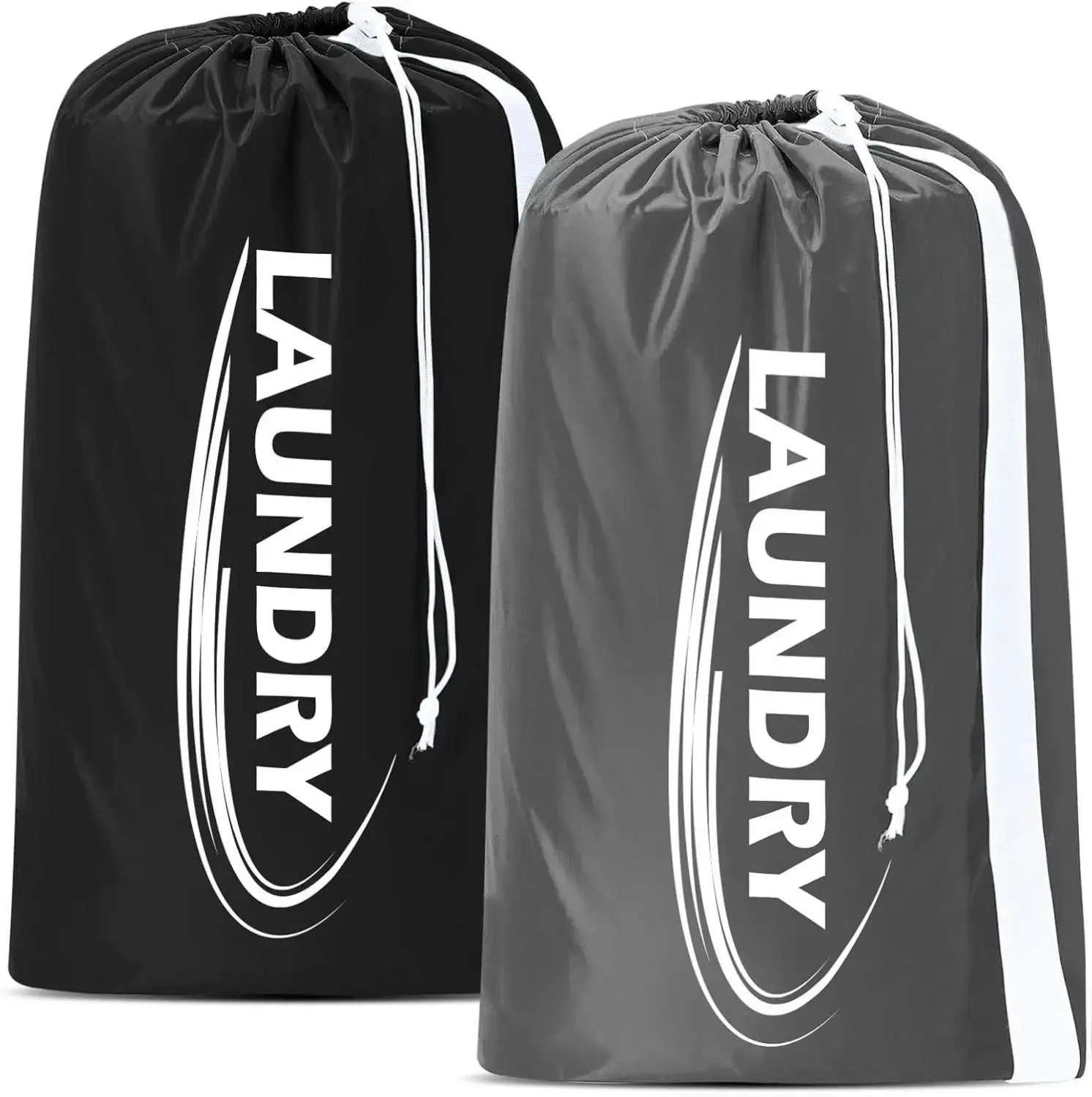 Laundry Bags 2 Pack XL Heavy Duty Travel Laundry Bag Rip Stop Dirty Clothes Shoulder Bag with Drawstring Easy Fit a Laundry Hamper or Basket Travel Essentials Durable Waterproof Non Faded Shrink Proof Plastic Resistant