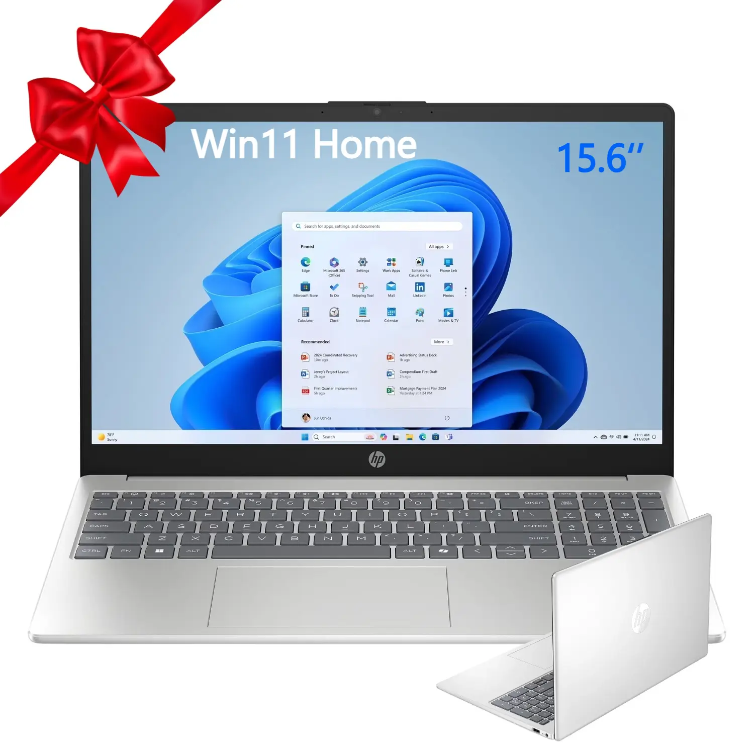 HP 15.6 Inch HD Student Business AI Laptop, Intel Core Ultra 5 225U, Up To 32GB RAM 1TB SSD, Windows Home, Natural Silver