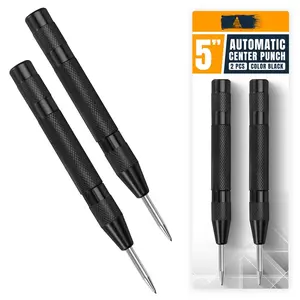 Automatic Center Punch Tool - 5 Inch Spring  Punch for Metal,  & Steel - Heavy Duty Drill Punch - Blackened Finish, Precision Tip for Accurate Marking in Workshop (2pcs)