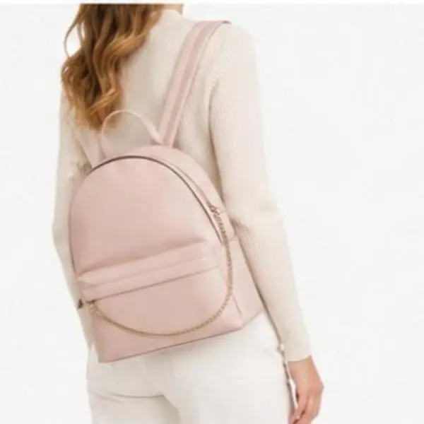 Elegant Pink Backpack with Chain Detail - Perfect for Daily Use and Style