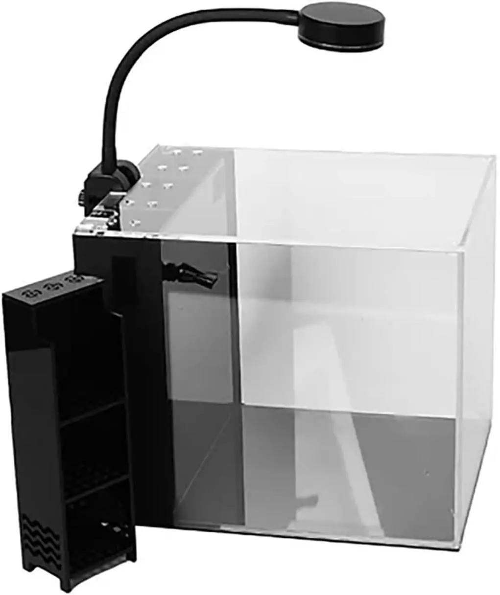 Small in One XL 5 Gallon Glass Desktop Nano Aquarium Conplete Kit with Pump & LED | All in One Fish Tank for Saltwater
