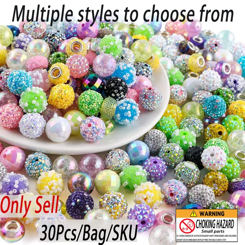 30pcs of 10 styles of acrylic beads, combined with Yangmei beads, cracked beads, rose bean beads, etc., can be used for DIY bead pens, bracelets, necklaces, keychains, Diy Jewelry Making, Diy Mix Beads, Bead Assortment, Beads For Crafts, Beading Making