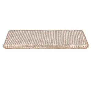 Explorinox 14Pcs/Set Bullnose Carpet Stair Treads, Non-Slip Indoor Stair Protectors, Skid Resistant Peel and Stick Adhesive Step Covers for Kids and Pets Safety