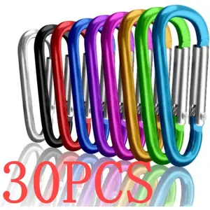 Carabiner Clips 30Pcs Aluminum Locking Spring Hook Keychain D Shape Heavy Duty Buckle Pack Carabiners Clip Lock Snap Hooks Backpack Clip - Home Improvement.