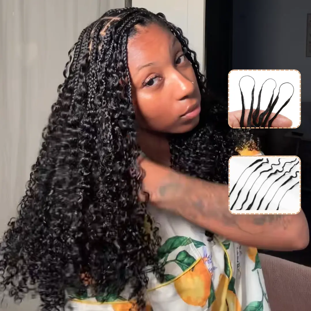 UNice Female Crochet Hair Extensions - Black Burmese Curly, Finger Coil Ends, Invisible Knots, Micro Ring Loop Hook, 1/3/4/5 Packs, Water Wave Hair Bundles for Summer Styling