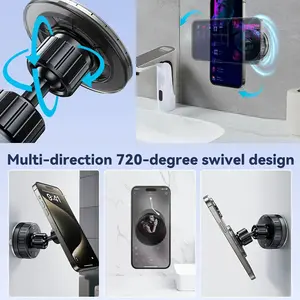 Premium Magnetic Suction Cup Shower Phone Holder Mirror Mount for Bathroom Stick-On Wall Mount for iPhone