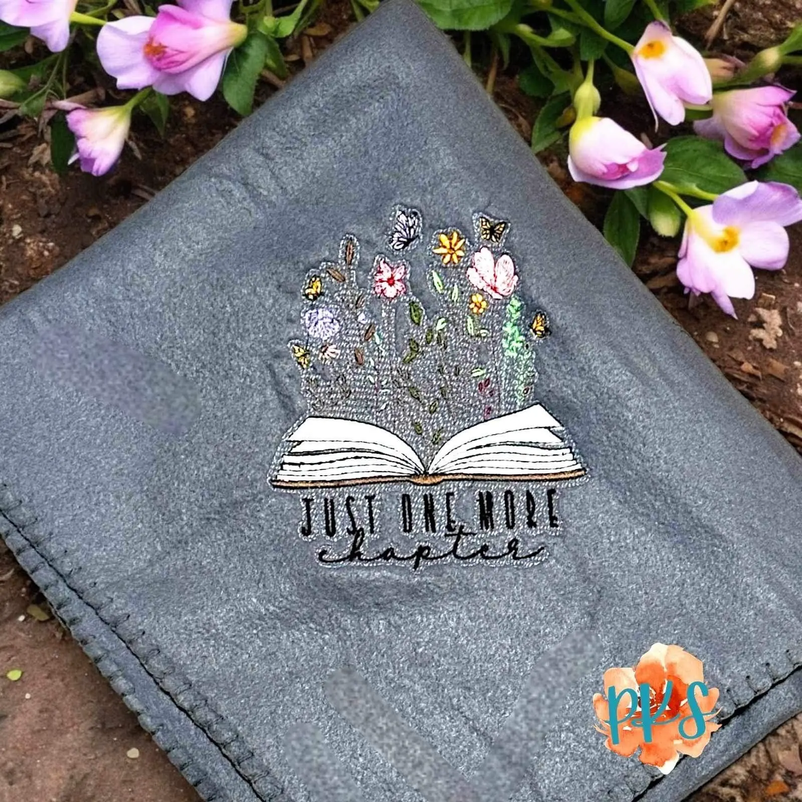 Just One More Chapter Embroidered Throw Blanket