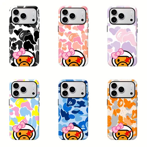 Bape Cute Baby Milo Galaxy Camouflage Durable Cellphone Case - Y2K Streetwear, Space-Themed Cover, Protection for iPhone 12,13,14,15,16,17 Pro Max, Mobile Phone Accessories