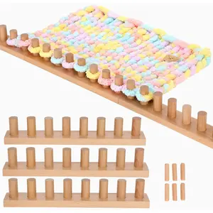 48" Chunky Loom for Blanket – Wood Frame, DIY Hand Kit for Beginners, Reusable Blanket Loom for Bulky Yarn Crafts & Gifts