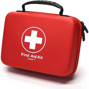 Compact First Aid Kit (228pcs) Designed for Family Emergency Care. Waterproof EVA and Bag is Ideal for The Car, Home, Boat, School, Camping, Hiking, Office, Sports. Protect Your Loved Ones. Red