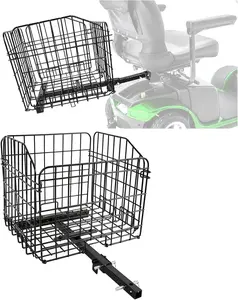 Folding Rear Basket Compatible with Most Pride Mobility Scooters Waterproof Made of Steel and Works with 1" Receiver Storage Cargo Basket