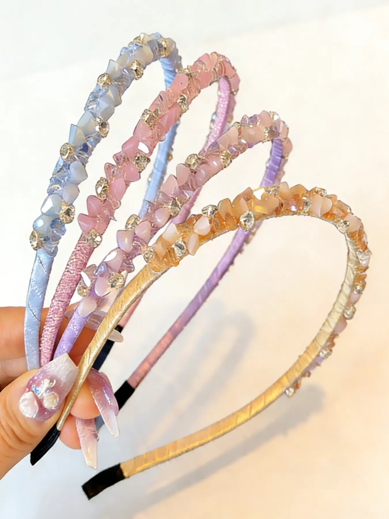 4pc Forest Fairy Headband Set with Crystal Beads, Sweet Girl Hair Accessories for Elegant Looks, Bohemian Style Hair Clips
