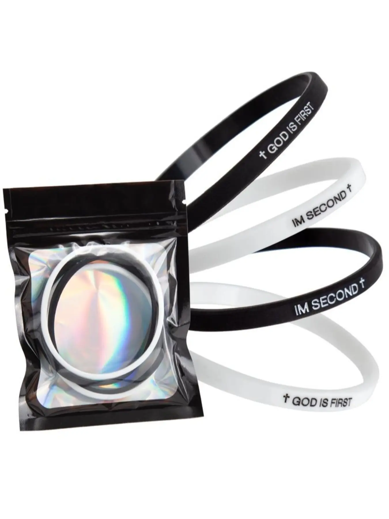4 Pack God Is First I'm Second Bracelets, Interchangeable Silicone Bands, Christian Bible Wristbands for Men Women Teens, Fashionable Bracelet, Silicone Bracelets Set, Bracelet Bundle, Bracelet Sets