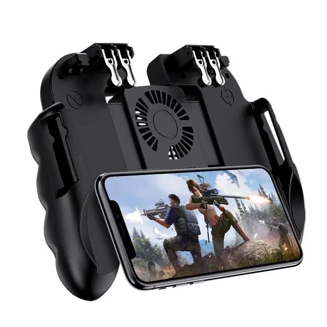 H9 Mobile Gaming Controller with Cooling Fan, 6-Finger Buttons & Triggers, Smooth Frame Rate Maintenance, Compatible with iPhone & Android Phones (PC Gaming Accessory)