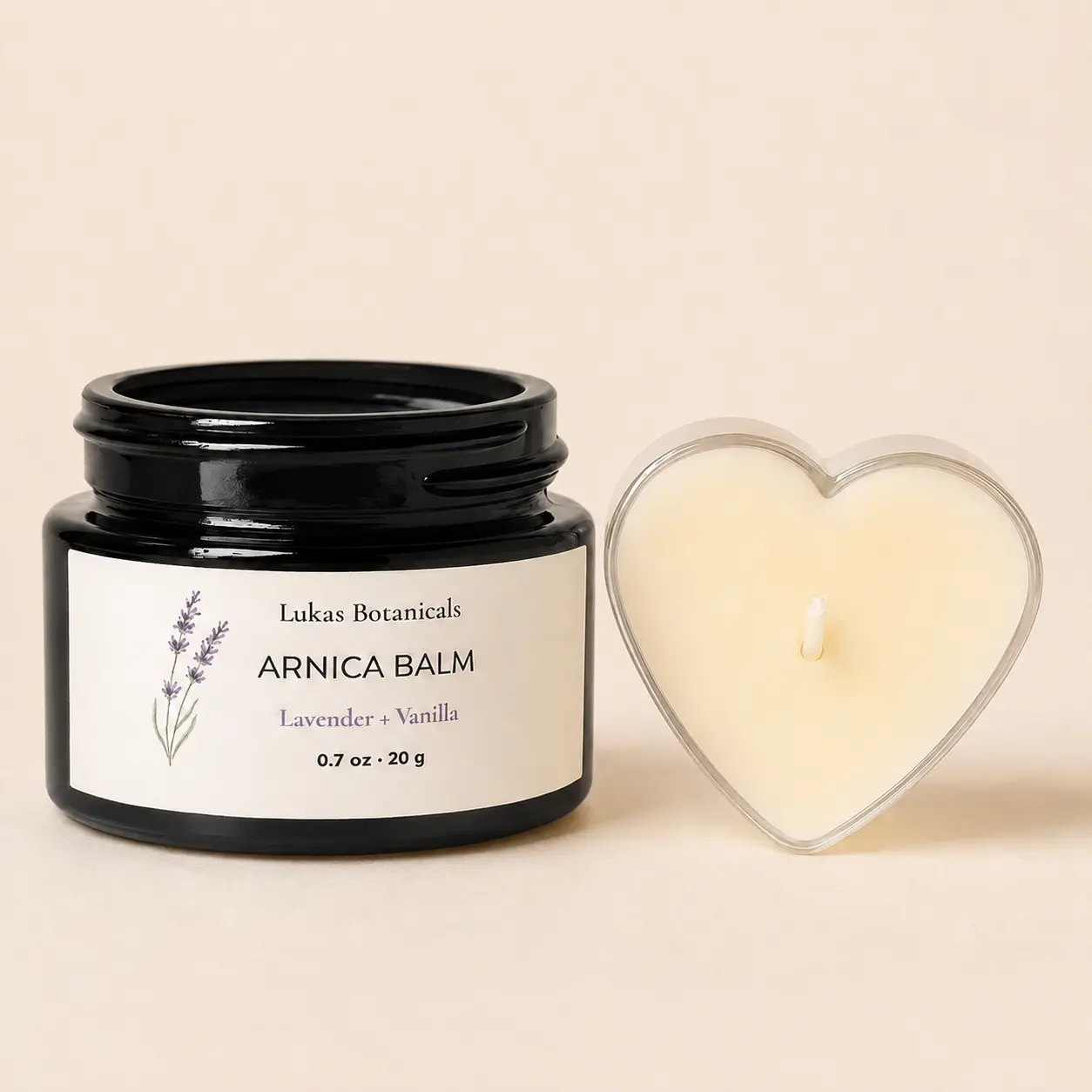 Lukas Botanicals Arnica Glow Mini Care Duo – Arnica Balm 0.7 oz + Massage Candle 0.5 oz