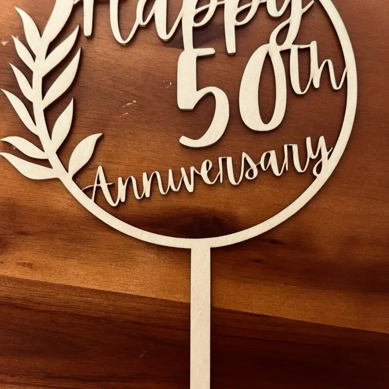 Anniversary Cake Topper - Happy 50th Anniversary Design for Celebrations