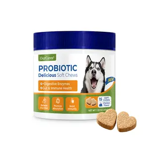 OurCares NEW Advanced Probiotic Soft Chews for Dogs, Chicken Flavor – 15 Count | Dog Probiotics for Digestive Health with 4.8 Billion CFU, Enzyme Blend & Pumpkin, Supports Gut Health & Immunity，GLB