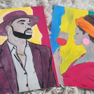 Couple Pre Drawn Kit Gift Couple Painting Kit Pre Drawn Canvas Sip and Paint Kit Gift for Anniversary, Painting Party, Art Practice, Man and Women Couple Dating Night Supplies