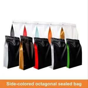 50 Pack Colorful Coffee Bags, Eight-Sided Sealed Self-Sealing Bags, Light Roast Premium Beans Vacuum Seal Bags