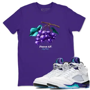Unisex T-shirt to match Jordan 5 Grape - Fresh Grape. 100% Cotton for Casual Wear. Comfortable Summer Unisex T-Shirt to match Jordan Sneaker. Streetwear Style. urban outfitters