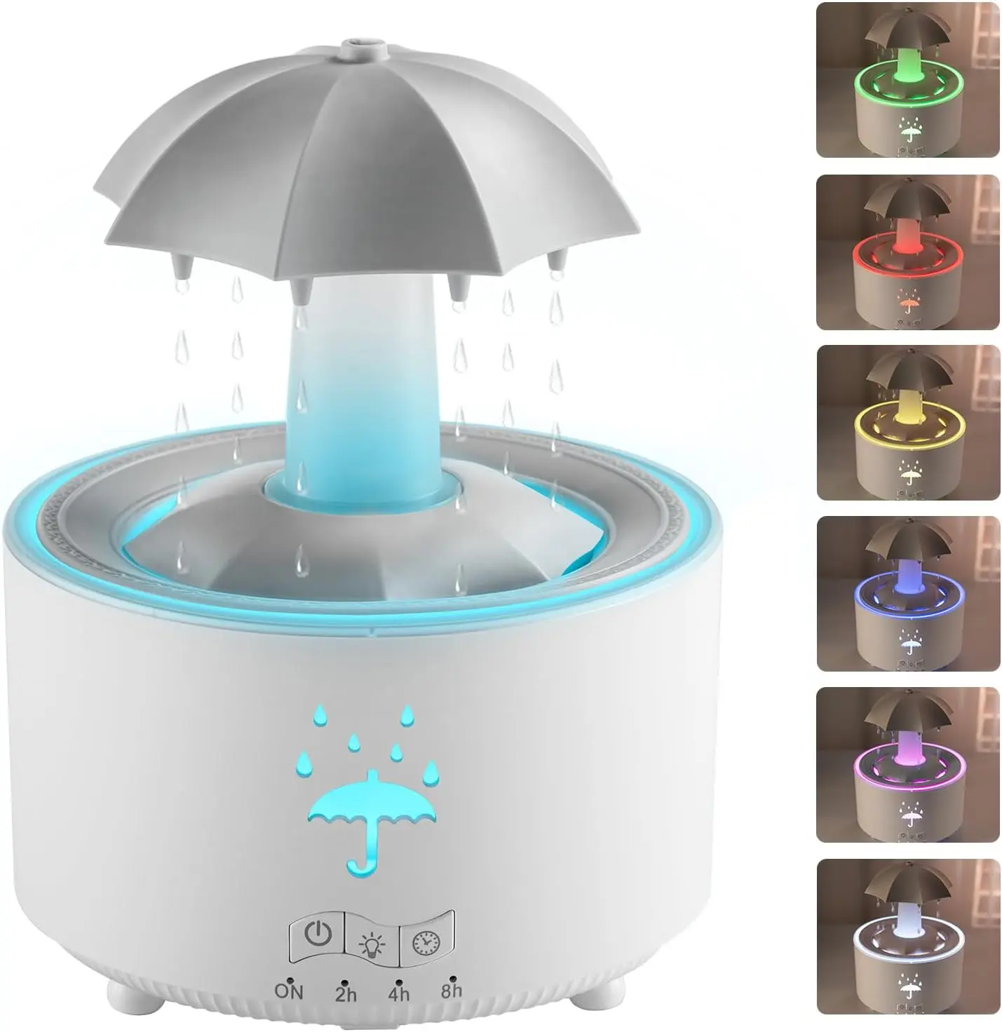 2-in-1 Ultrasonic Quiet Cool Mist Humidifier & Aromatherapy Oil Diffuser, 360° Rotating Raindrop Design, 7 LED Mood Lights, 24-Hr Runtime, Ideal Holiday Gift for Home Use