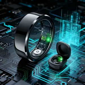 Smart Ring, Waterproof Wireless Connection Smart Ring, Fitness Tracker with Charging Case, Health Alert Remote Photo Control, Perfect Gift for Outdoor Home, Watches, Men Gifts, Wearable Devices, Bluetooth