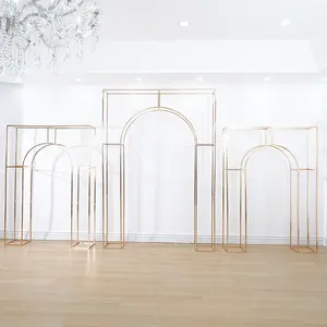 2M/2.6M Gold-plated Iron Square Screen Flower Stand Wedding Prop S-A7077