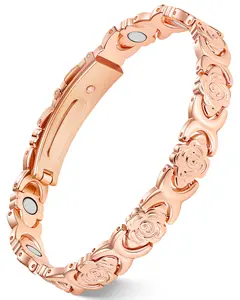Jecanori Women's High Quality Real Copper Bracelet - 3800 Gauss Ultra-Strength Neodymium Magnetic, Adjustable Flower-Engraved Hypoallergenic Jewelry Accessory, Modern Fashion Accessories for Women Gifts,summeroutfits,vacationoutfits,beachoutfits